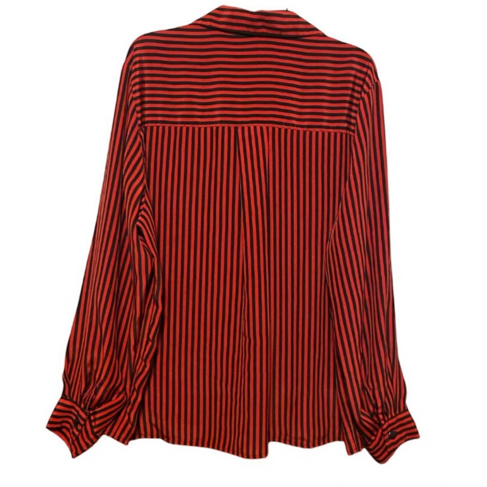 Ladies Red and Black Striped  Long Sleeve Button Down Top  size Large/XLrg P - Picture 3 of 6